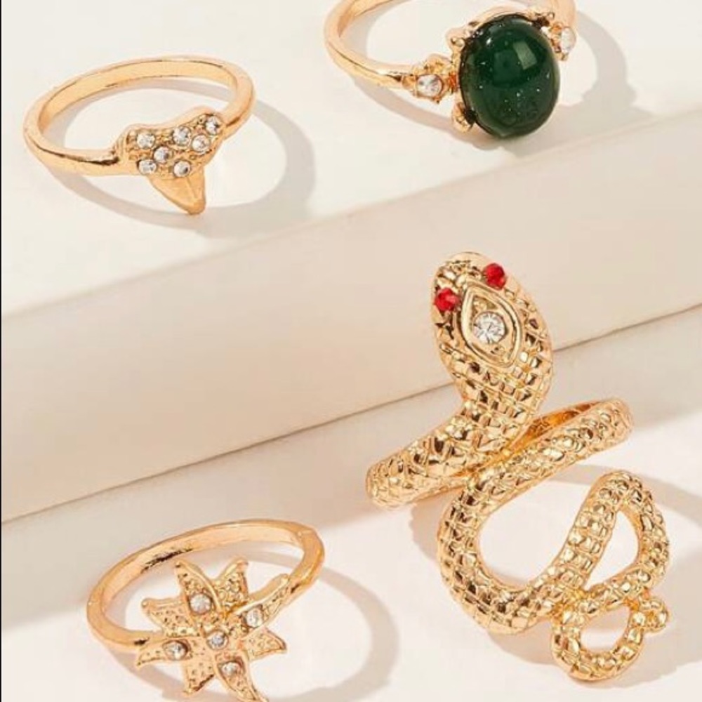 ‼️ FINAL SALE Pick 2 for $5 - BUNDLE of 4 SHEIN Gold Rings